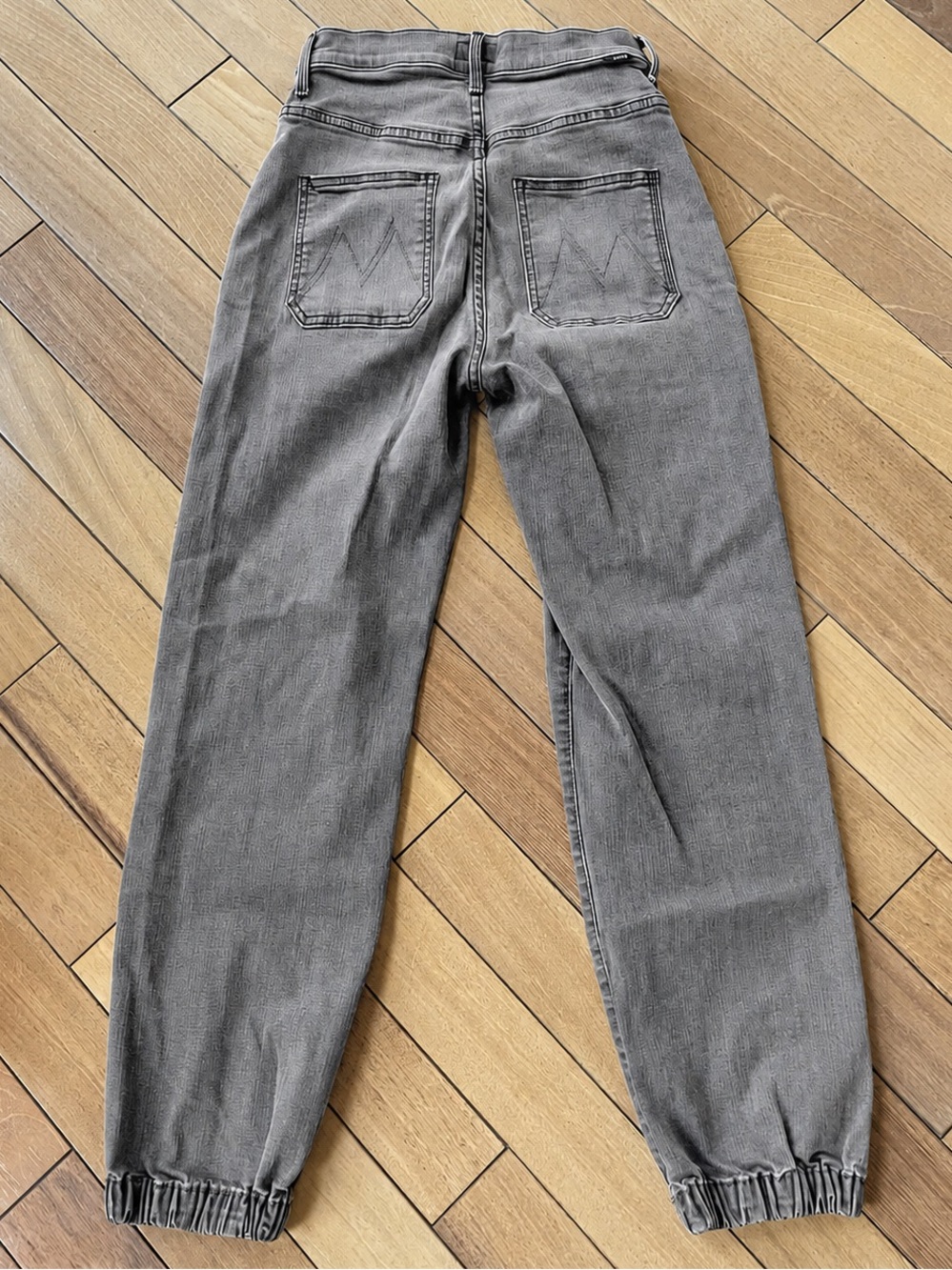 MOTHER Wrapper Patch Springy Ankle Gray Denim Jogger Jeans Size 25 - Picture 3 of 11